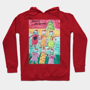 Merry Christmas cat art Hoodie